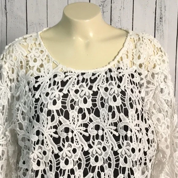 Blanc du Nil lace crochet long sleeve top - Picture 4 of 8